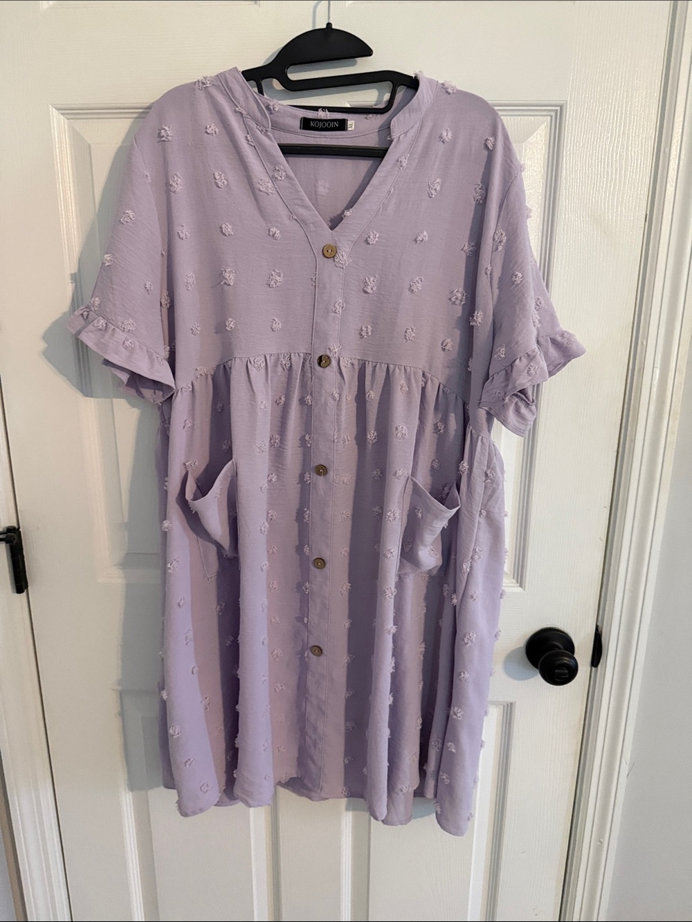 Lavender V-Neck Maternity Dress